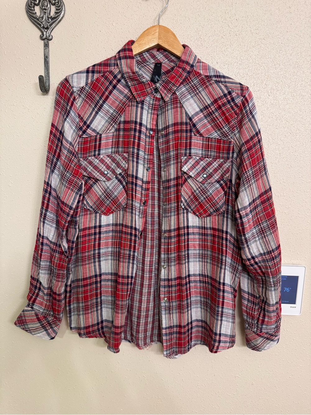 Seven7 Jeans Plaid Button-Down Western Shirt M